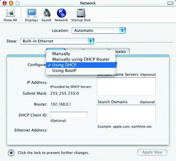 Networking Basics (continued) Selecting a Dynamic IP Address with Macintosh OSX Go to the