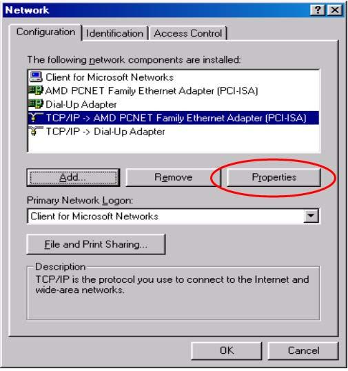 Appendix Windows TCP/IP Setup Check the TCP/IP Setup of Windows ME/98SE (continued) Select