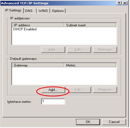before modifying the following setup. Click Advanced in the TCP/IP properties.