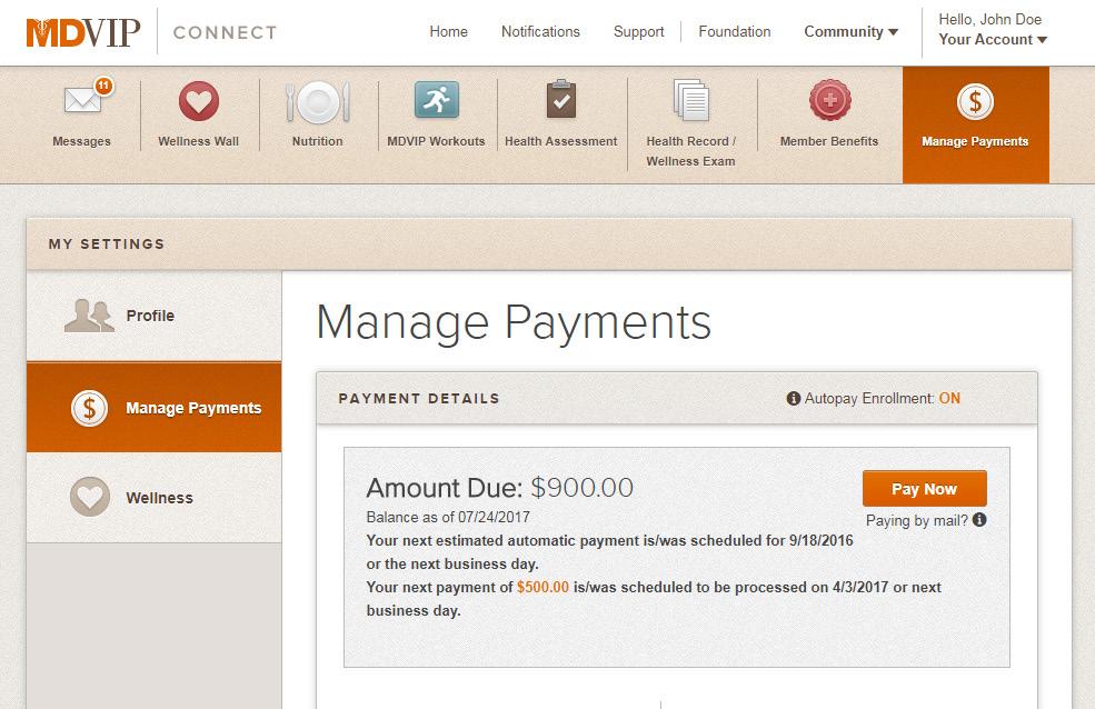 PROFILE SETTINGS Billing To edit your billing information, click Manage Payments on the top navigation bar or click Manage Payments from the left navigation under My Settings.