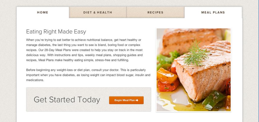 NUTRITION To find your perfect meal plan, click Begin Meal Plan to get started. On the Select a Meal Plan screen, click on the ideal meal plan for you and click Next to move on.