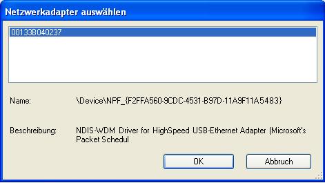 Press browse to select the network adapter.