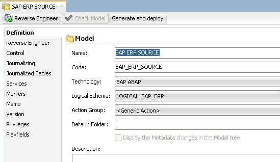 Reverse-Engineering the SAP Source Datastores 3. In the Reverse Engineer tab: a. Select the Global context. b. Select Customized option. c. Select the RKM SAP ERP Connection Test you have imported in the SAP ERP Demo project.