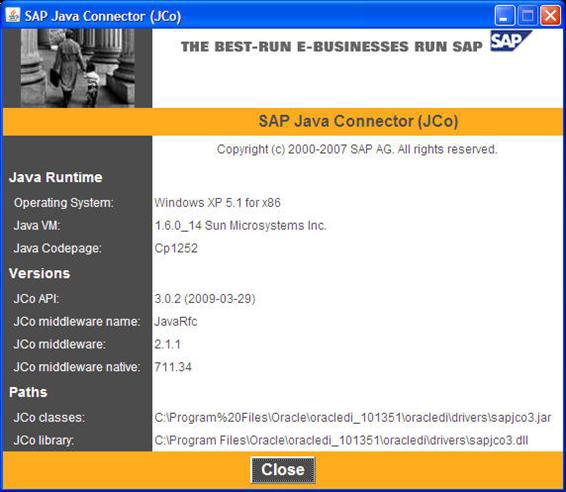 Reverse-Engineering the SAP Source Datastores Please verify the JCo version number (see "System Requirements and Certification" on page 2-1 for more details) and verify that a path for the JCo