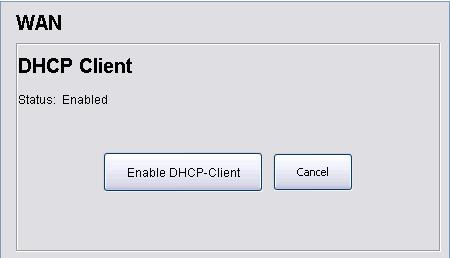 Status Display the status of the DHCP-Client type.