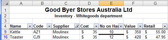 BSBITU402A Complex Excel 2007 The Custom AutoFilter window will appear. 6. Click in the second box and type 03* 7.