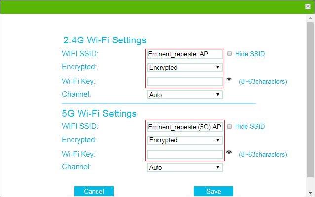 23 ENGLISH 8. The following screen will appear: 9. You will notice that the repeater will automatically fill in the default SSID name from repeater in to SSID field.