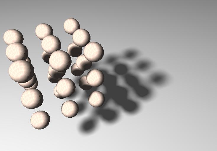 Figure 15: A grid of 3 3 3 spheres is used as a shadow casting object. pass for the software implementation of our algorithm and for a 1024-sample shadow image.