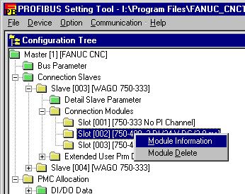 3.OPERATION PROFIBUS SETTING TOOL B-64174EN/01 3.2.20 Module Information Screen This subsection describes the Module Information screen.