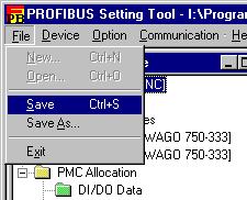 2.QUICK START PROFIBUS SETTING TOOL B-64174EN/01 13 Choose [File] then [Save] to save the current settings.