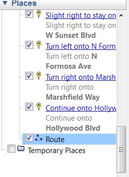 The search for location B will return a few locations and make sure you select Hollywood Walk of Fame. - b. Driving directions will be generated instantly.
