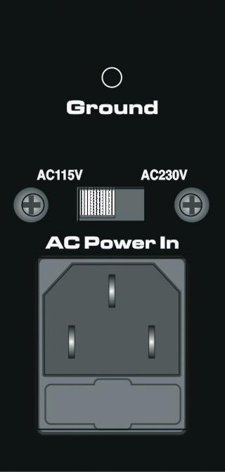 3.3 Mains Voltage & front panel power switch PM8 front panel Mains Voltage Important - Before you connect your PM8 to the mains power supply, please make sure that your local voltage matches the