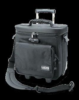 Water resistant Nylon 420D Foam padded main compartment holds 50 LP s or CD Wallet 128 Retractable handle with 3-stage internal trolley