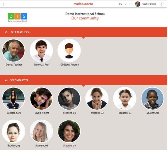 51 6 Access the eportfolios of other users within your community Community page: If you are either a teacher or student in an organization which uses MyDocumenta, you will be able to access and view