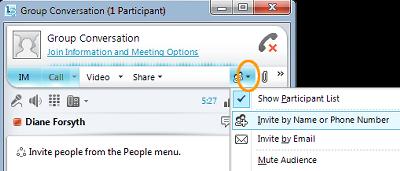 To send a meeting request to someone inside or outside your organization, click Invite by Email. This creates a Microsoft Outlook email message that contains links to the online meeting.
