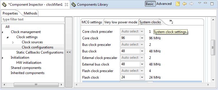 3.7 Go to System clocks tabs and configure Core, Bus, External and Flash clock according to your