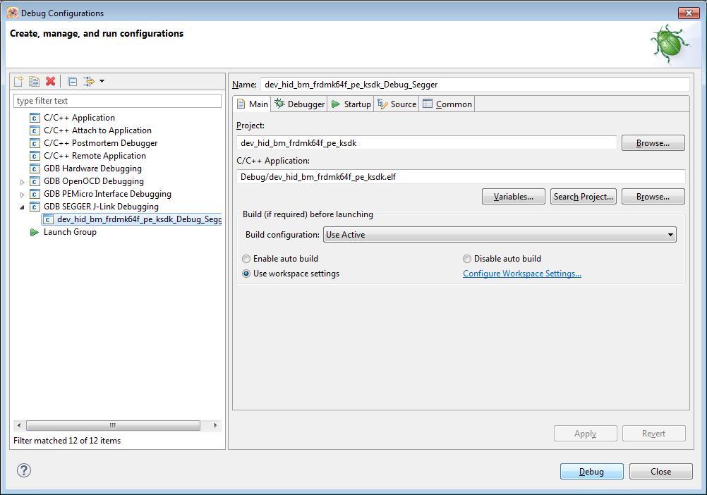 5.3 Select the Debug Configuration that matches your