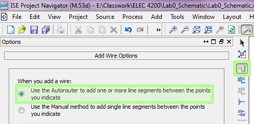 in ISE Basic Select the add wire icon to begin