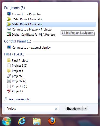 Basic Click the start menu, and type in Project.