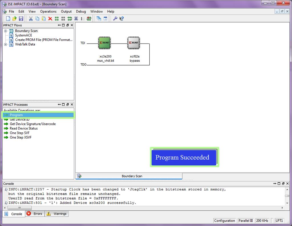 and Basic Double-click Program on the left hand side and look for the words Program Succeeded to