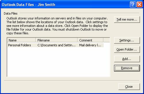 Creating Databases Creating an Email Database 6 10 In the Outlook Data Files