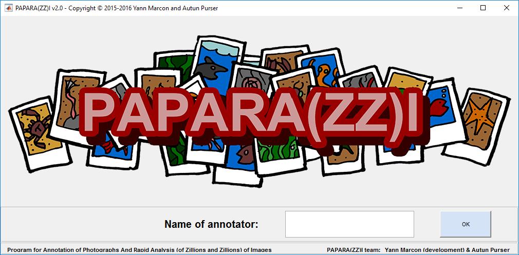 Chapter 2 Getting started 2.1 Annotator s username Upon starting, PAPARA(ZZ)I prompts the user for a username and for the path to the folder that contains the images (image folder).