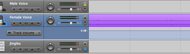 Changing the Volume of a track: AKA Ducking in the radio world. 1. Select the track that you want to duck by clicking on it once.