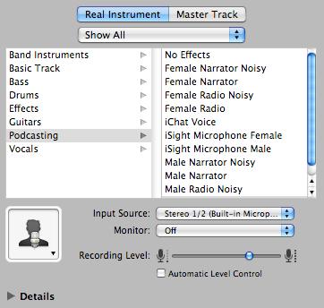In this area, select your Input Source and adjust the Recording Level appropriately.