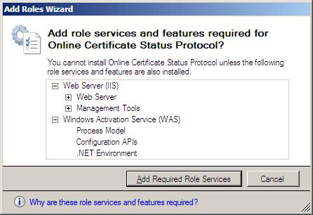 click Add role services on the main page. 3. On the Select Server Roles page of the Add Roles Wizard, select the Active Directory Certificate Services check box, and then click Next. 4.