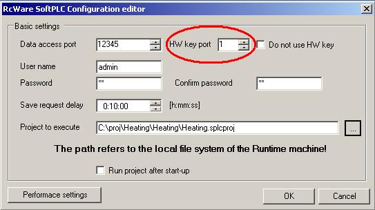 3.2 Hardware key licencing Configuration of the runtime for hardware licencing: 1. In the runtime, select Options. 2. Set the COM port number to which the hardware key is connected. 3.