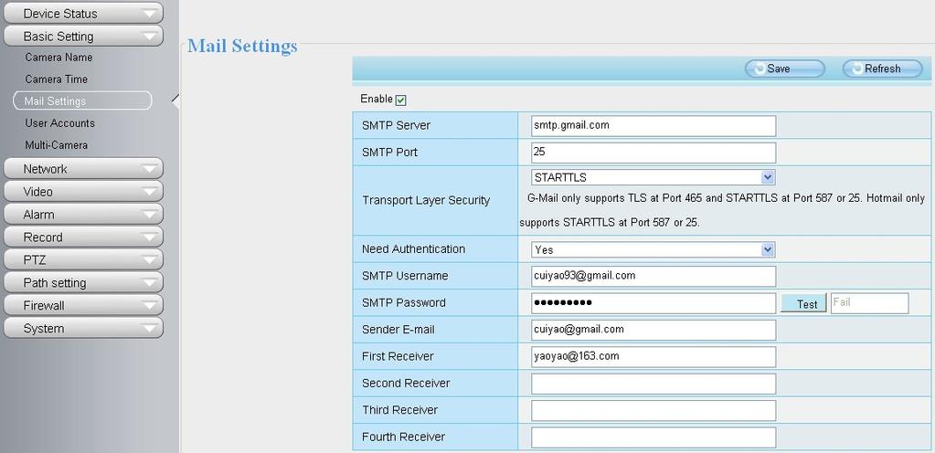 5 1 2 3 6 4 Figure 4.34 1----- SMTP Server/ Port /Transport Layer Security Enter SMTP server for sender. SMTP port is usually set as 25.