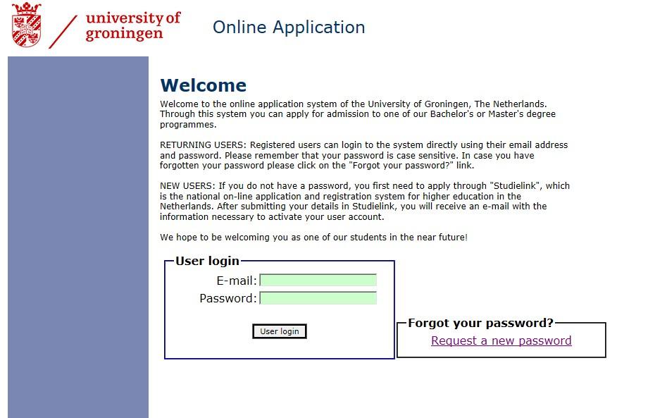 ONLINE APPLICATION SYSTEM (OAS) MANUAL FOR APPLICANTS LOGGING IN & ACTIVATING YOUR OAS ACCOUNT Applicants who apply to the University of Groningen (UG) to a Bachelor, Master or pre-master programme,