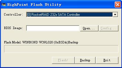 RocketRAID 2322 BIOS Utility 4) Select the Browse the CD option, and access the directory provided for the RocketRAID 2322 host adapter. 5) Open the BIOS directory, and double click the hptflash.
