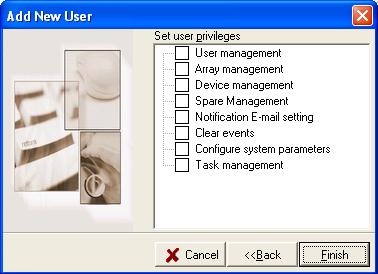 RocketRAID 2322 Driver and Software Installation Set Privilege The Administrator uses this function set a user s privileges for the selected remote system. To set privileges for a user: 1.