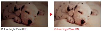 Colour Night View Leave the light off. Colour Night View gives you images with colour even in dim lighting (1 lux).