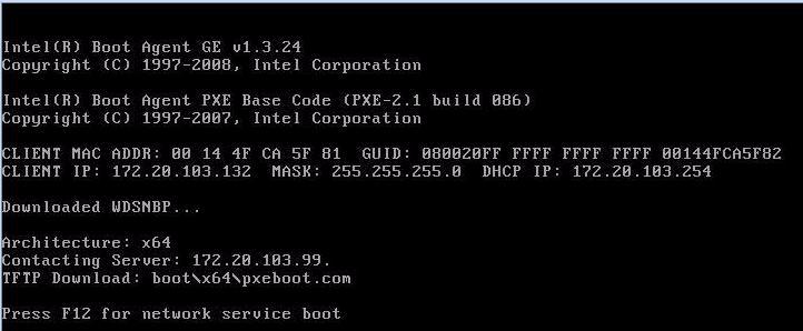 4. In the Please Select Boot Device menu, select the appropriate PXE installation boot device and press Enter.