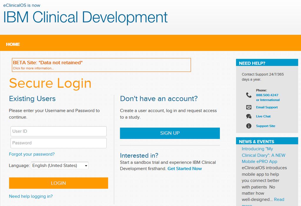 IBM Clinical Development 18 FIRST LOGIN After you receive the account
