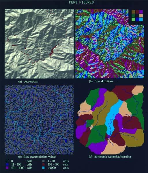EXTRACTING TOPOGRAPHIC STRUCTURE FROM DIGITAL ELEVATION DATA 1597 PLATE 1. 248 lines by 248 samples of DEM data are shown here to graphically illustrate extracted hydrologic features.