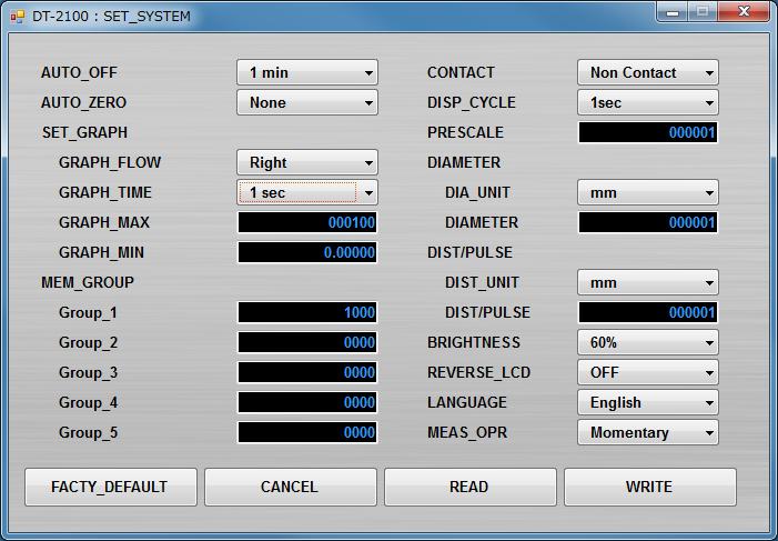 10. SET_SYSTEM Screen Select "SET_SYSTEM button" in the menu to display the SET_SYSTEM screen.