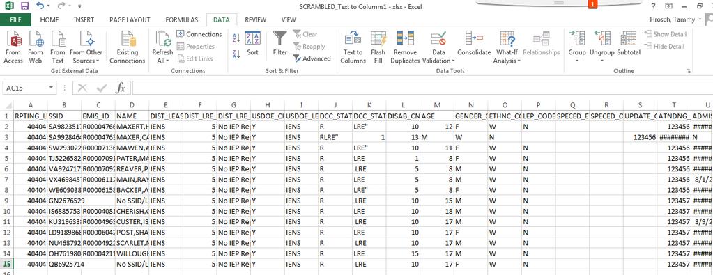 Data Separated into Columns 21 Quick Check EMIS data is often in CSV (Comma- Separated Values) format and typically opens within Excel with the data separated into columns.