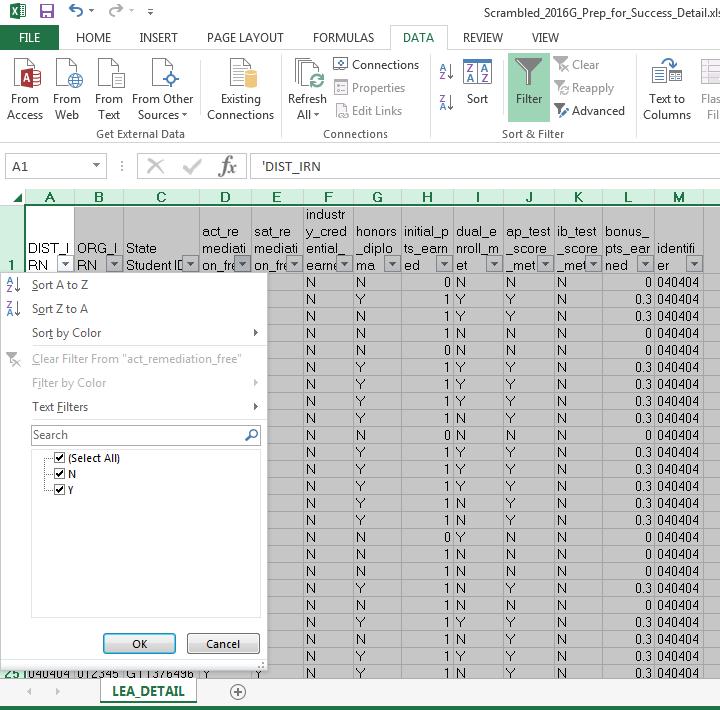 Filters From the Data tab choose Filter Filters will be available to select in each column header 9 Filters, cont d Filters show all values in the selected column