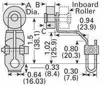 Limit Switches 3SE3 North American Limit Switches Modular, plug-in and NEMA type 6P submersible Dimension drawings Offset roller levers Catalog Dimensions Number