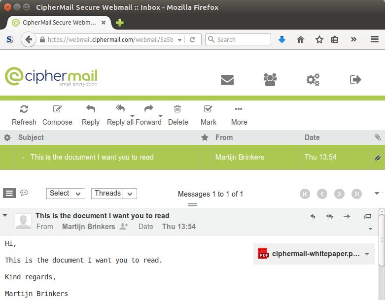 Figure 7: Webmail inbox Supports English, German, French, Dutch, Spanish, Chinese, Russian etc.