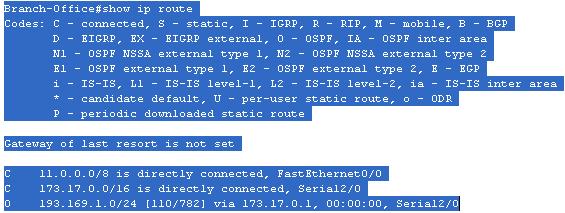2 OSPF CONFIGURATION - HEAD OFFICE 7.1.3.3 OSPF CONFIGURATION - BRANCH OFFICE 7.1.3.4 Disadvantages of OSPF - Consumes More Memory and CPU processing. Complex configuration 8.
