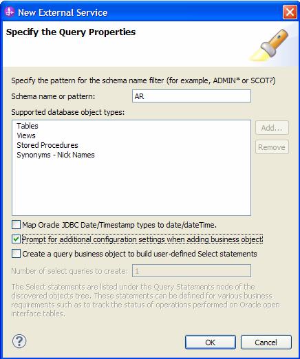 2. Run the metadata query a. Display objects discovered by the query Click Run Query. The AR schema and data elements of the schema are displayed. b. Select the object for import Expand the AR schema.
