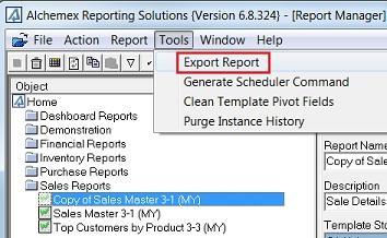 Exporting Reports Reports can be exported from one system and imported into another. The export function creates a compressed file with an.