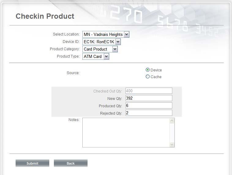 4 - Inventory Functions 4.2 Check In Product The Check In Product function records taking product from a CPD and returning it to the vault (increments product count in the vault).