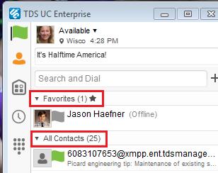 To Manage Contacts: Click the Contacts icon A list of your entered/added contacts names, photos, and their status will