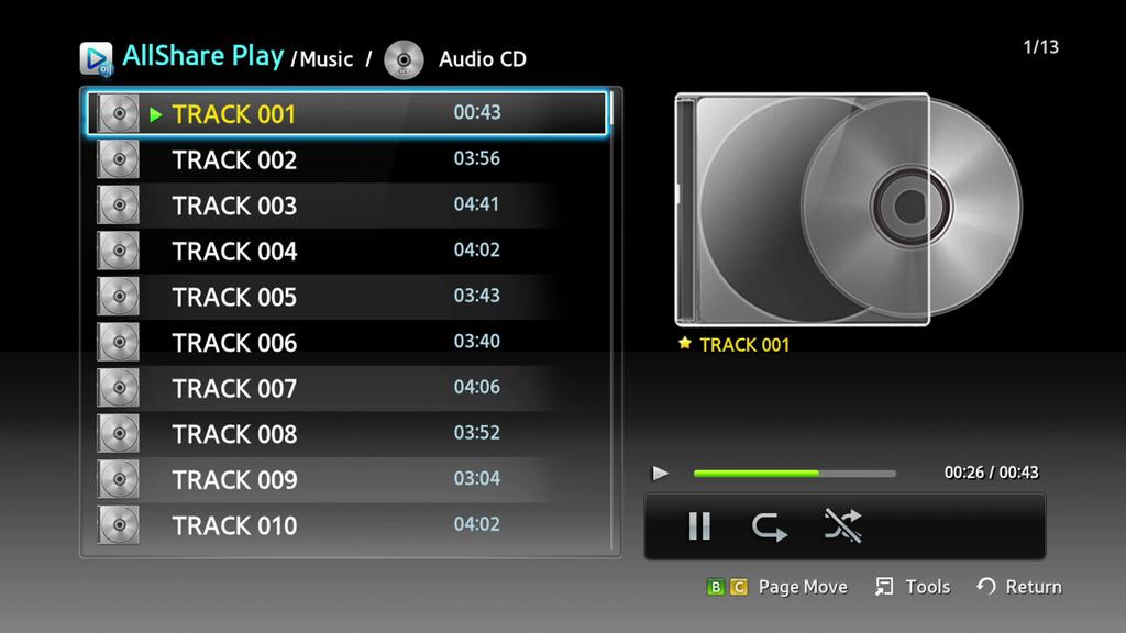 6 Select the device you want to play the content on or through (your Blu-ray player).