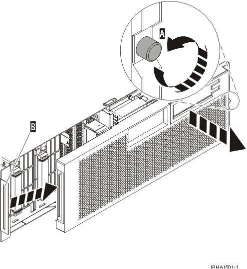 Figure 31. Removing the front cover 3. Slide the cover to the right, and remove it from the system unit.